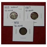1853-1857-1872 Seated Liberty Silver Half Dimes