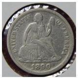 1890 Seated Liberty Silver Dime
