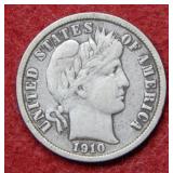 1910 S Barber Silver Dime