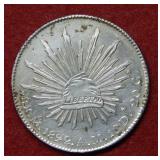 1892 Mexico 8 Reals Silver Coin - Libertad