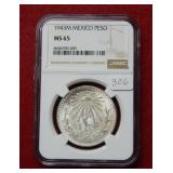 1943M Mexico Silver Peso NGC MS65