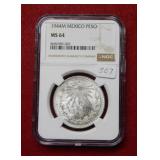 1944M Mexico Silver Peso NGC MS64