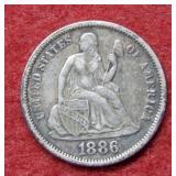 1886 Seated Liberty Silver Dime