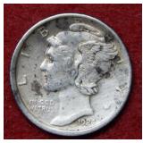 1924 D Mercury Silver Dime - full split bands