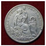 1920 Peru 1 Sol Silver Coin