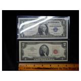 1957 $1 Silver Cert & 1963 $2 Star Notes