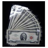 (10) 1963 Red Seal $2 Notes