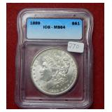 1889 Morgan Silver Dollar ICG MS64