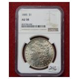 1885 Peace Silver Dollar NGC AU58