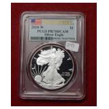 2018 W Silver Eagle 1oz PCGS PR70 DCAM
