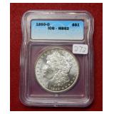 1890 O Morgan Silver Dollar ICG MS62