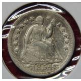 1854 O Seated Liberty Half Dime with arrows