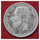 1886 Belgium 1 Franc Coin