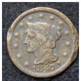 1847 Large Cent - edge issue