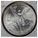 1991 Mexico Silver Onza .999 Bullion