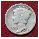 1921 D Mercury Silver Dime- OBV scratches