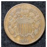 1871 Two Cent Piece