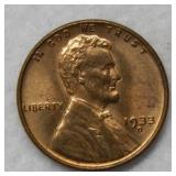 1933 D Lincoln Wheat Cent - red & brown