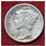 1928 S Mercury Silver Dime