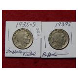 1935 S & 1937 S Buffalo Nickels