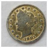 1901 Gold Plated Liberty Head Nickel
