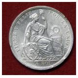 1915 Peru 1/2 Sol Silver Coin