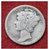 1921 D Mercury Silver Dime - OBV scratch