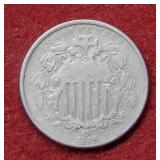 1866 Shield Nickel with rays