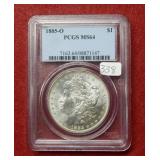 1885 O Morgan Silver Dollar PCGS MS64