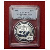 2009 China Silver Panda 1oz .999 Bullion PCGS MS70