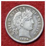 1904 Barber Silver Dime