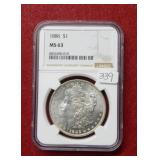 1886 Morgan Silver Dollar NGC MS63