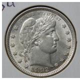 1892 Barber Silver Quarter