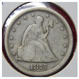 1875 S Seated Liberty Silver Twenty Cent Piece