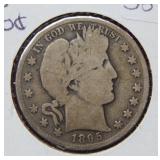 1895 S Barber Silver Half