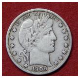 1909 S Barber Silver Half