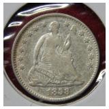 1858 Seated Liberty Silver Half Dime