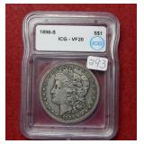 1896 S Morgan Silver Dollar ICG VF20