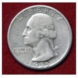 1935 S Washington Silver Quarter