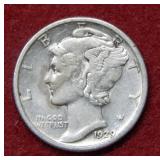 1929 S Mercury Silver Dime
