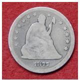 1877 CC Seated Liberty Silver Quarter
