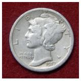 1917 S Mercury Silver Dime