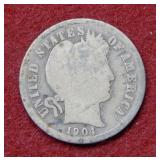 1904 S Barber Silver Dime