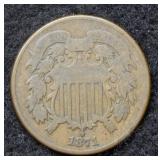 1871 Two Cent Piece