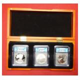 Three Set of 2006 Silver Eagles Proof/Satin/REV PF
