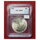 1923 Peace Silver Dollar ICG MS63