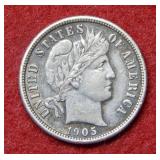 1905 Barber Silver Dime