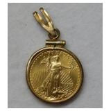1/10oz Gold US American Eagle with Bezel