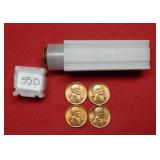 Roll of 1955 D Lincoln Wheat Cents BU
