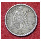 1872 Seated Liberty Silver Dime